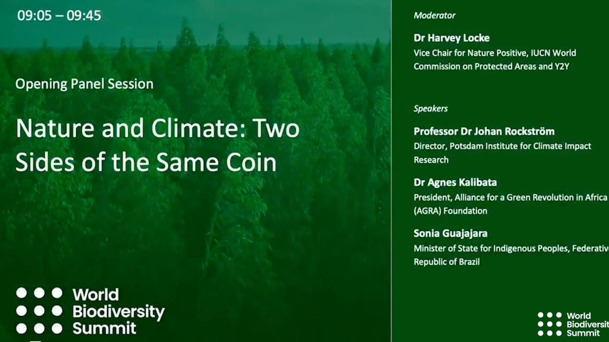 High Level Welcome and Opening Session — Nature and Climate: Two Sides of the Same Coin